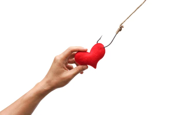 Mâna prinzând o inimă roșie — Fotografie, imagine de stoc