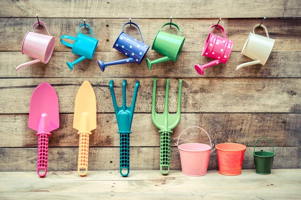 Colorful gardening tools — Stock Photo, Image