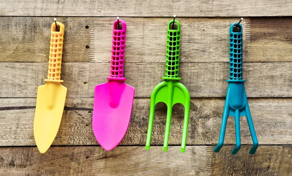 Colorful gardening tools — Stock Photo, Image