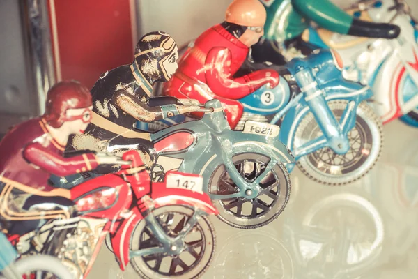 Old classic tin motorcycle toys — Stock Photo, Image