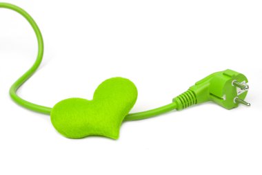 a green plug with a green heart