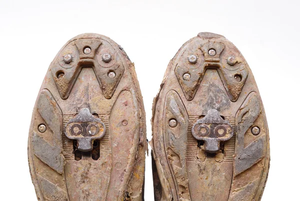 Eski ve pis ayakkabı Bisiklete binme — Stok fotoğraf