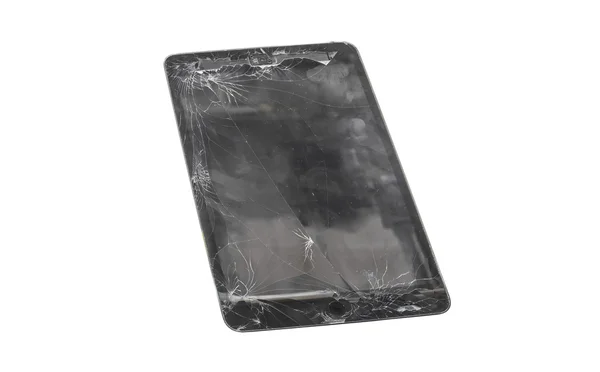 Badly damaged tablet — Stock Photo, Image