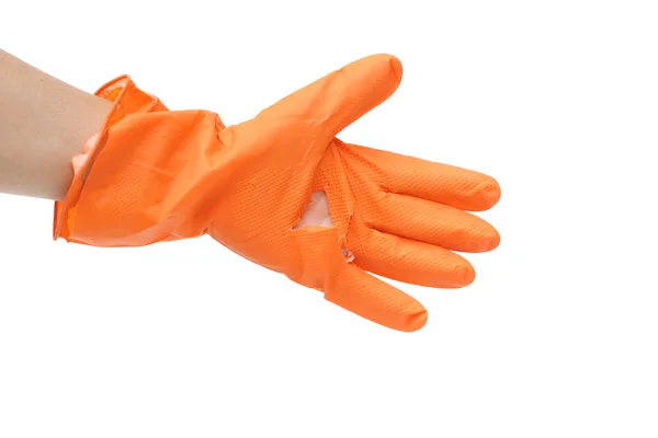 Torn plastic protective glove — Stock Photo, Image