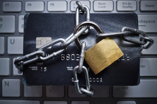 Credit cards and security lock — Stock Photo, Image