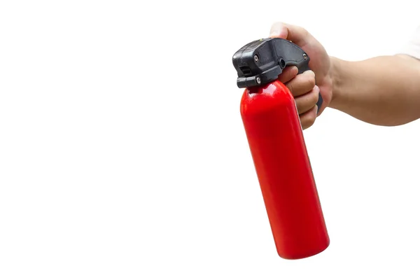 Male hand holding a fire extinguisher — Stock Photo, Image