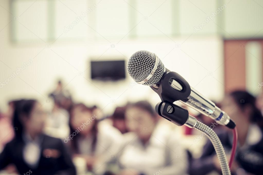 black microphone in classroom