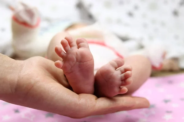Baby Voeten Hand Van Moeder Het Concept Van Liefde Het — Stockfoto