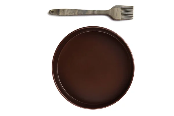 Non Stick Cake Pan Silicone Brush Isolated White Background — Stock Photo, Image