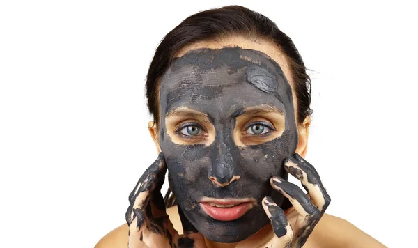 Belle Fille Met Masque Cosmétique Sur Son Visage Procédures Spa — Photo