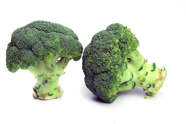 Broccoli Freschi Isolati Cibi Vegetariani Bianchi Sani — Foto Stock