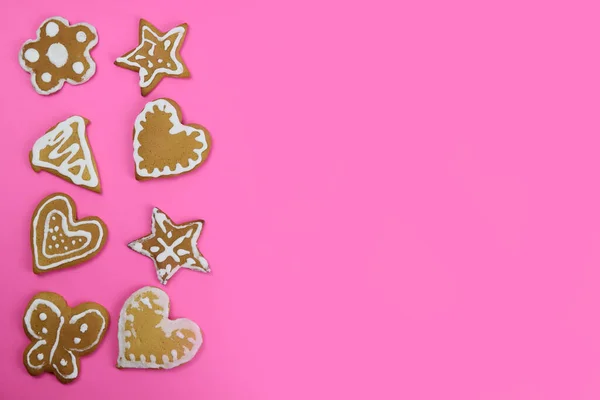 Handbemalte Lebkuchen Auf Rosa — Stockfoto