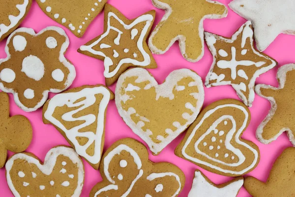 Fundo Pão Gengibre Pintado Mão Rosa — Fotografia de Stock