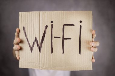 Gri arkaplandaki kablosuz ağ posteri