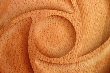 Empty round rustic compartmental dish close up