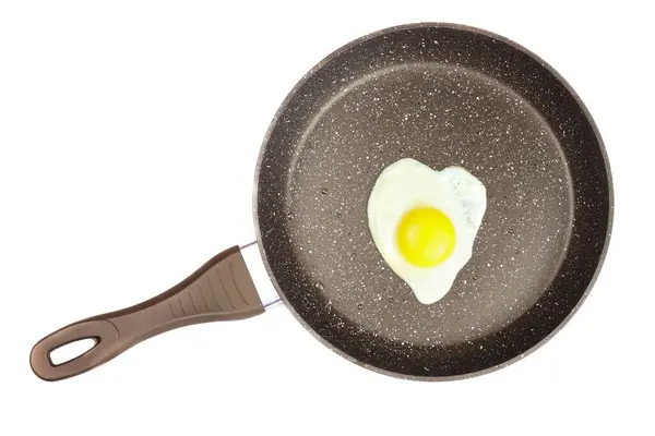 Fried Egg Non Stick Frying Pan Isolated White — Stock Photo, Image