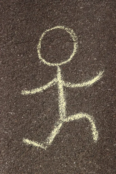 Little Man Drawn Chalk Asphalt —  Fotos de Stock