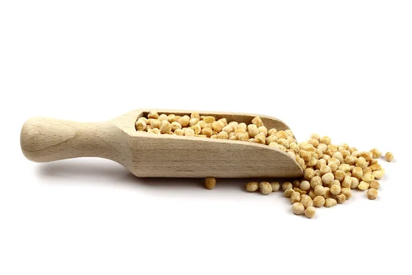 Guisantes Secos Cuchara Madera Aislada Sobre Fondo Blanco —  Fotos de Stock