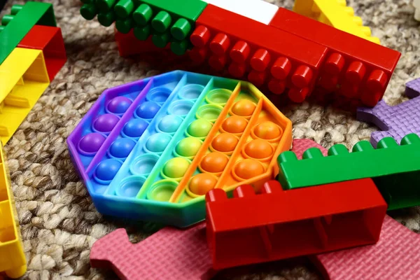 Stress Spel Pop Det Bakgrunden Barns Leksaker — Stockfoto