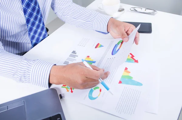 Close up hands holding pen and document — Stock Photo, Image