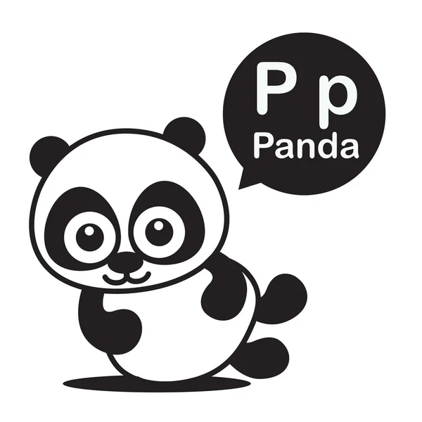 P Panda Cartoon och alfabetet för barn att lära och Colori — Stock vektor
