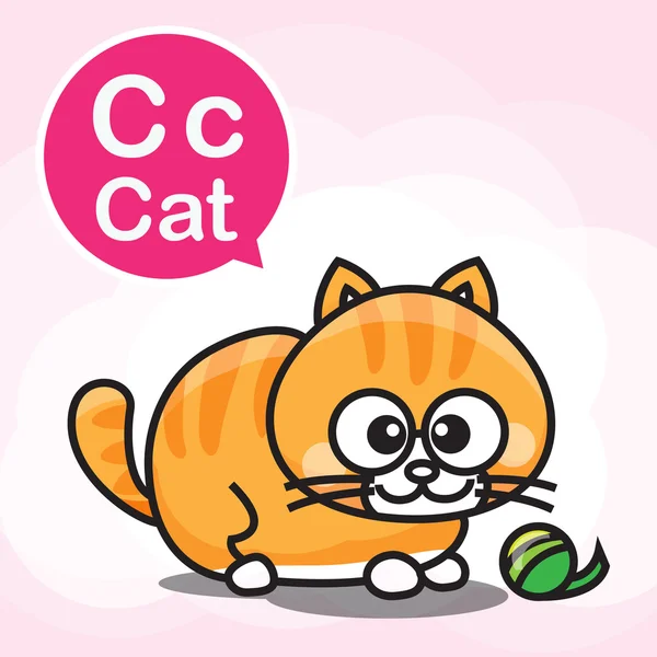 C 猫彩色卡通和字母表为儿童学习矢量 — 图库矢量图片