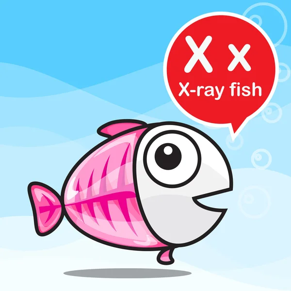 X X-ray fish color cartoon and alphabet for children to learning — Stock Vector