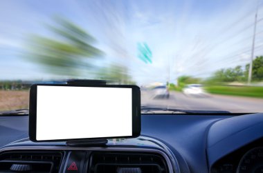 Boş mobil akıllı telefon seçici odak yol arka plan shal üzerinde