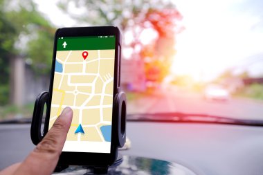 Mobil akıllı telefon Gps navigator seçici odak shal kullanarak ele