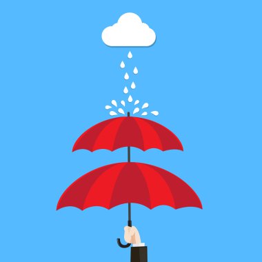 Çift katmanlı şemsiye tutan tek kişilik koruma kavramı el 