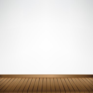 Kahverengi ahşap zemin doku ve beyaz duvar arka plan boş kablosuz Oda