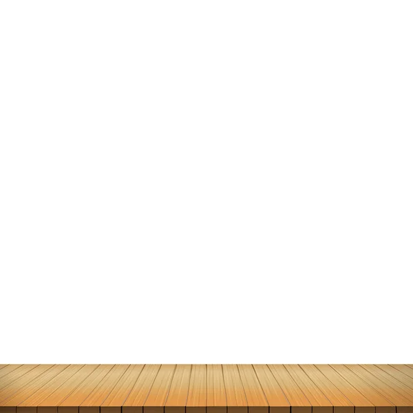Plancher de bois brun sur fond blanc chambre vide avec espace vecto — Image vectorielle