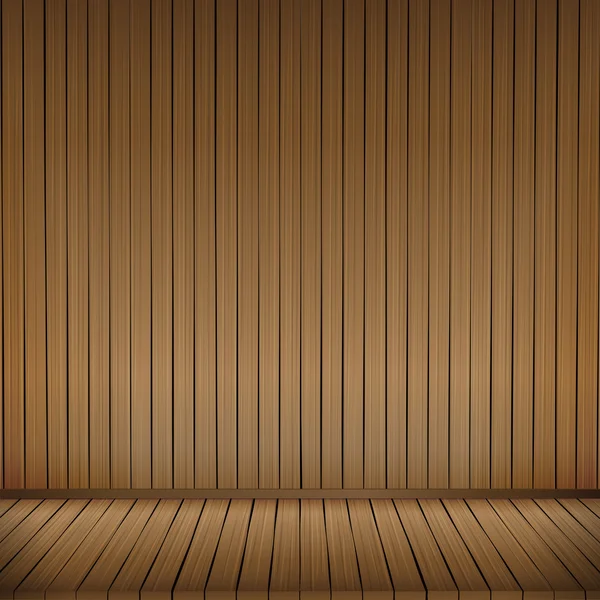 Suelo de madera marrón textura y pared de madera fondo habitación vacía ingenio — Vector de stock