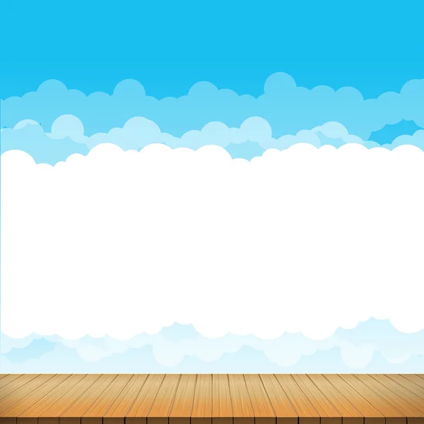 Brown wood floor with blue sky rainbow background empty room wit — Stock Vector