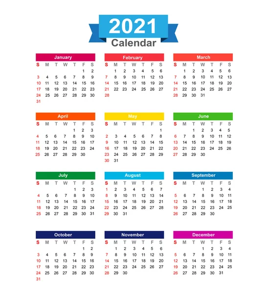 Beyaz arka plan vektör illustra üzerinde izole 2021 yılı takvimi