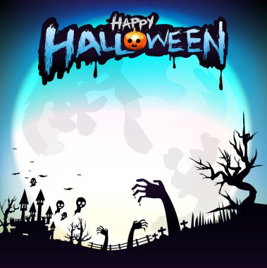 Mutlu Cadılar Bayramı partisi hat ve tasarım öğesi beyaz b