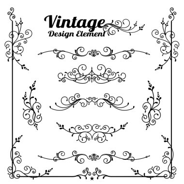 Dekoratif vintage ve klasik tasarım öğesi vect koleksiyonu