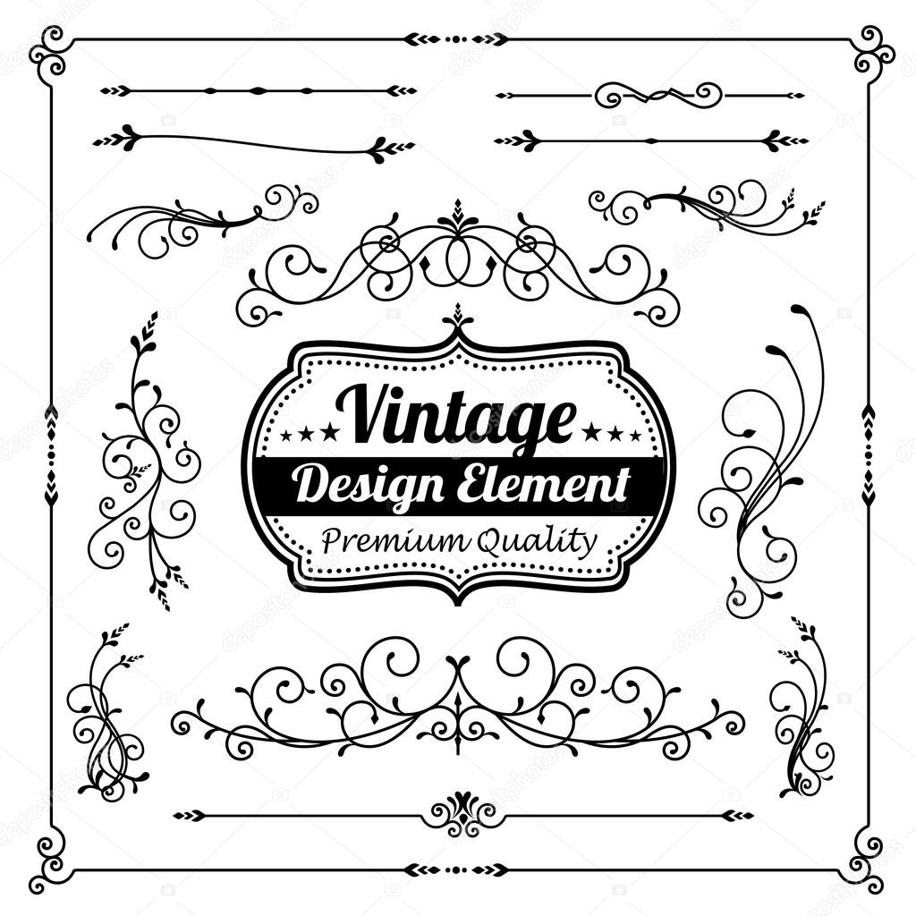 Collection of decorative vintage and classic design element