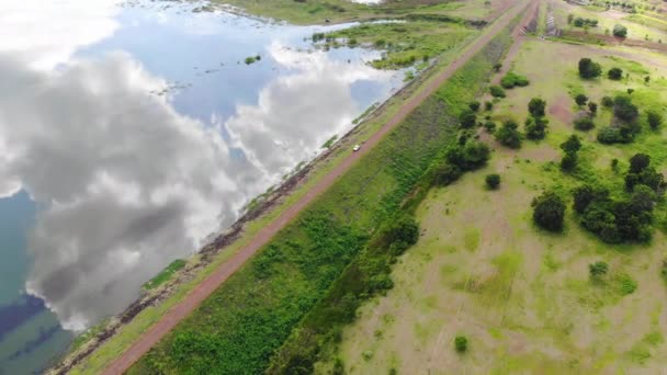 Hoge Hoek Uitzicht Drone Schot Luchtfoto Landschappelijk Uitzicht Van Een — Stockvideo