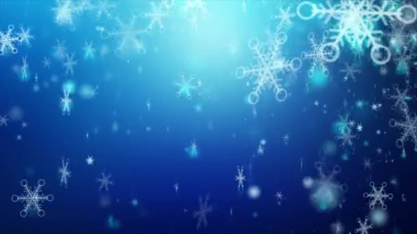 摘要背景 雪花飘落在圣诞的庆祝和装饰中 雪粒视频覆盖在黑暗的背景上 有很深的野外效果 — 图库视频影像