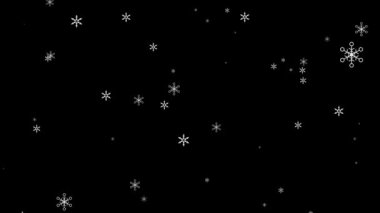 Soyut arkaplan, Noel kutlaması ve dekorasyonu için düşen kar tanesi, kar ve parçacık videosu koyu arka planda, alan etkisi derinliği ile örtüşüyor