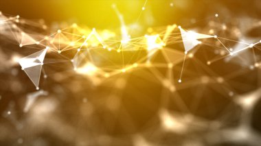 Sanal teknoloji fütüristik ve ağ bağlantısı konsepti için geniş ekran ve koyu renk oranına sahip soyut arkaplan noktası ve bağlantı hattı