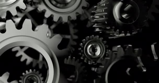 Абстрактные Технологии Инженерные Концепции Gear Wheel Spinning Blue Background Метафора — стоковое видео