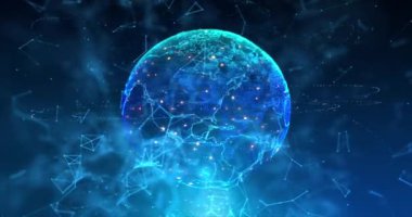 3D görüntüleme arayüzü sığ alan etkisi derinliği, koyu ve tahıl işlemeli gelecekteki siber kavramı