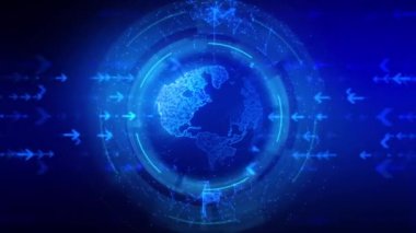 3D görüntüleme arayüzü sığ alan etkisi derinliği, koyu ve tahıl işlemeli gelecekteki siber kavramı