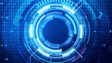 3D Rendering head up display interface futuristic cyber concept, with shallow depth of field effect,  dark and grain processed