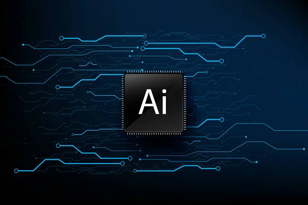 Kunstmatige Intelligentie Technologie Cpu Chipset Met Printplaat Dot Verbinding Lijn — Stockvector