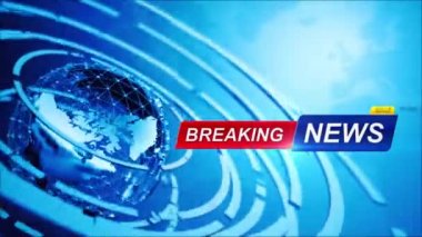 Dünya siber ve fütürist tarzına karşı 3D haber metni ve rozeti olan TV haber programı için flaş haber şablonu girişi