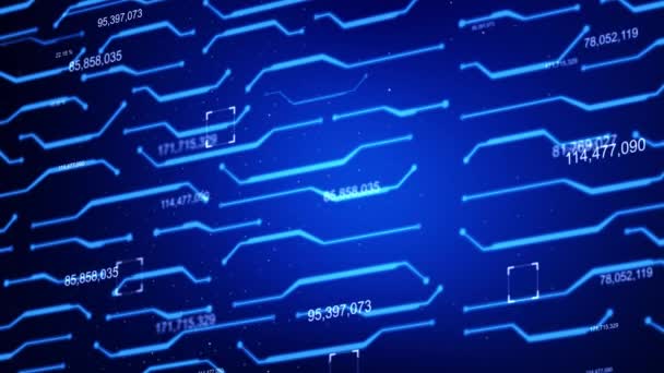 Abstrakter Hintergrund Cyber Technologie Linie Bewegt Sich Mit Zähler Und — Stockvideo