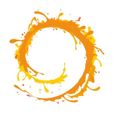 Beyaz arkaplanda turuncu su sıçrama halkası şekli, vektör illüstrasyonu